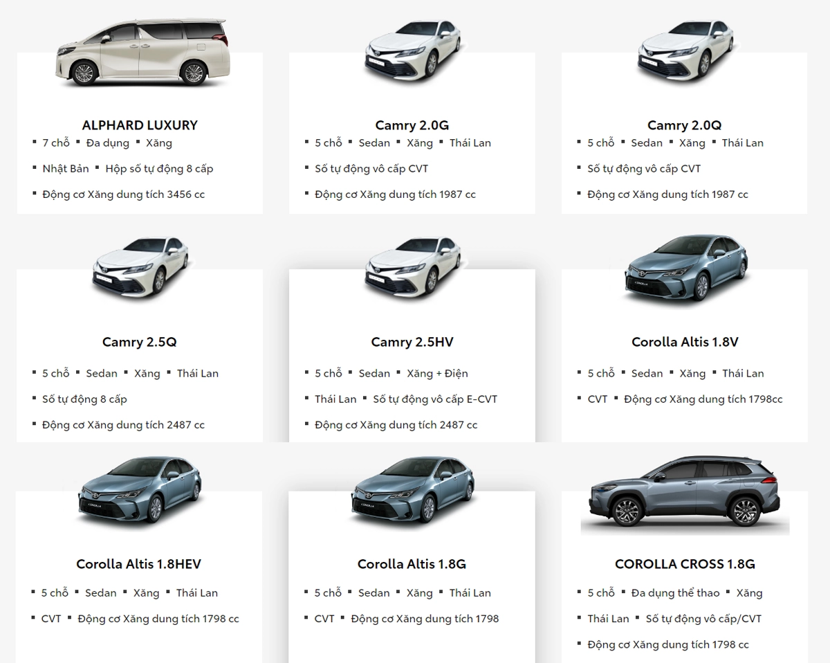 Thu mua xe ô tô cũ TOYOTA